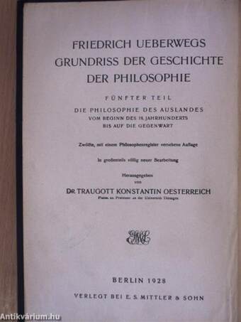 Grundriss der Geschichte der Philosophie V.