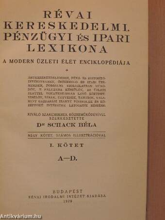 Révai Kereskedelmi, Pénzügyi és Ipari Lexikona I-IV.