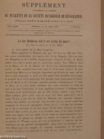 Földrajzi Közlemények 1884. január-december/Supplément 1884. január-december