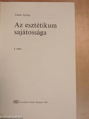 Az esztétikum sajátossága 1. (töredék)