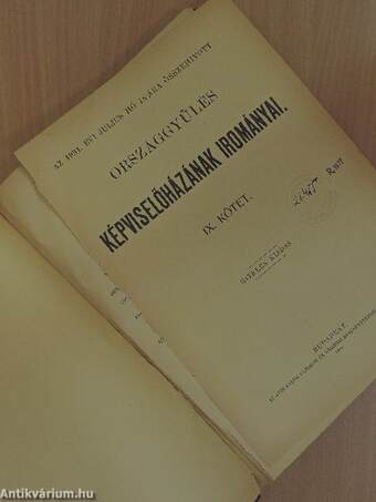 Az 1931. évi július hó 18-ára összehivott országgyűlés képviselőházának irományai IX. (rossz állapotú)