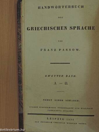 Handwörterbuch der Griechischen Sprache I. (töredék) (rossz állapotú)