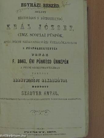 Egyházi beszédek, értekezések egyedi gyűjteménye (6 db) (rossz állapotú)