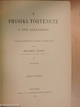 A physika története a XIX. században I-II.