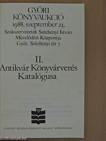 Antikvár Könyvaukció Győr, 1988