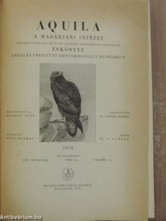 Aquila - A Magyar Madártani Intézet évkönyve 1958