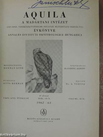 Aquila - A Magyar Madártani Intézet évkönyve 1962-63