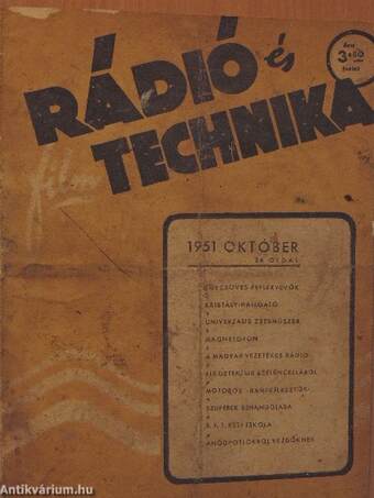 Rádió és filmtechnika 1951. október/Rádiótechnika 1951-1955. (vegyes számok) (16 db)