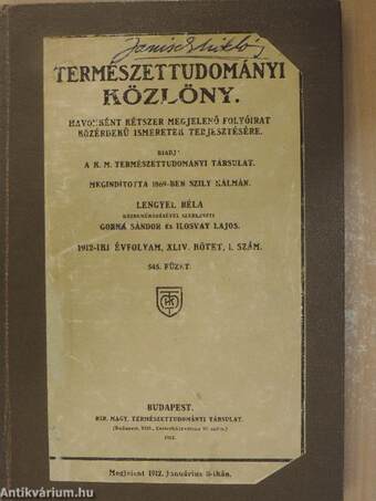 Természettudományi Közlöny 1912. januárius 1.