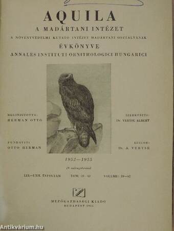 Aquila - A Magyar Madártani Intézet évkönyve 1952-1955