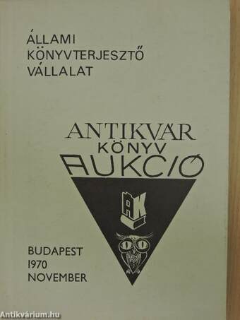 Antikvár könyv aukció - Budapest, 1970. szeptember