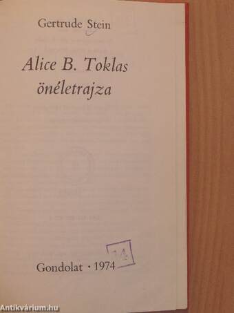 Alice B. Toklas önéletrajza