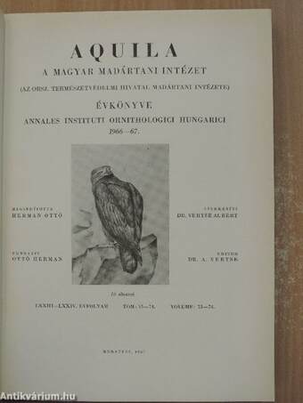 Aquila - A Magyar Madártani Intézet évkönyve 1966-67