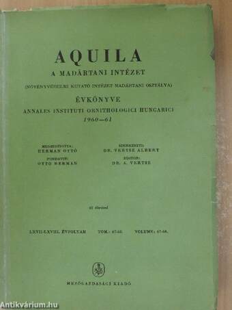 Aquila - A Madártani Intézet évkönyve 1960-61