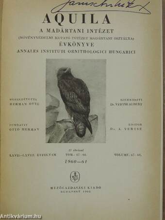 Aquila - A Madártani Intézet évkönyve 1960-61