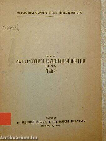 Kurrens matematikai szakfolyóiratok jegyzék 1967