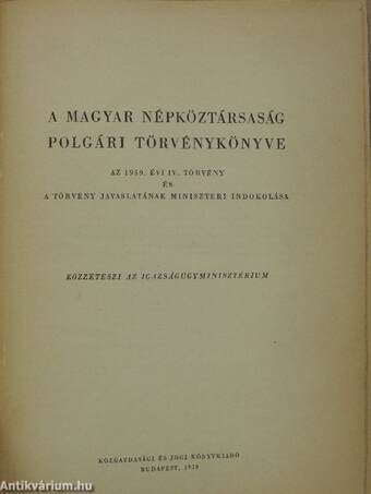 A Magyar Népköztársaság polgári törvénykönyve