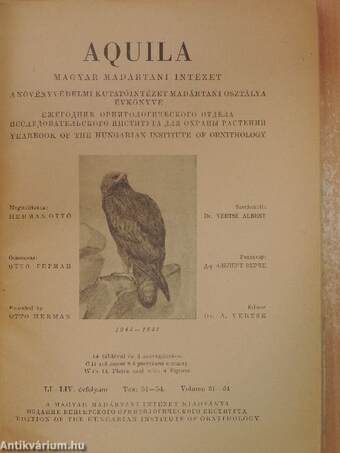 Aquila - A Magyar Madártani Intézet évkönyve 1944-1947