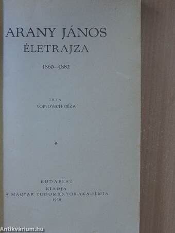 Arany János életrajza III.