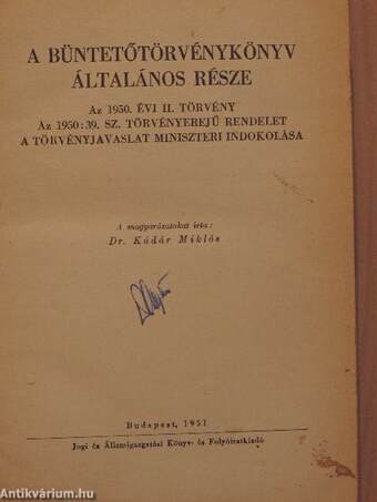 A büntetőtörvénykönyv általános része