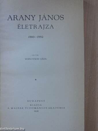 Arany János életrajza III.