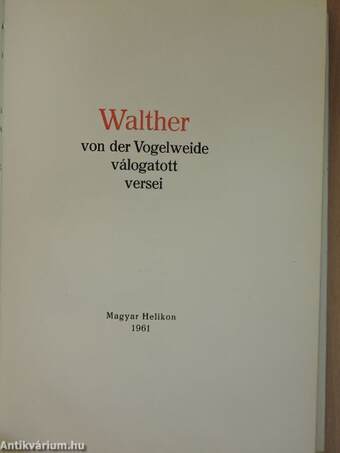 Walther von der Vogelweide válogatott versei