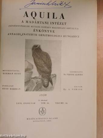 Aquila - A Magyar Madártani Intézet évkönyve 1959