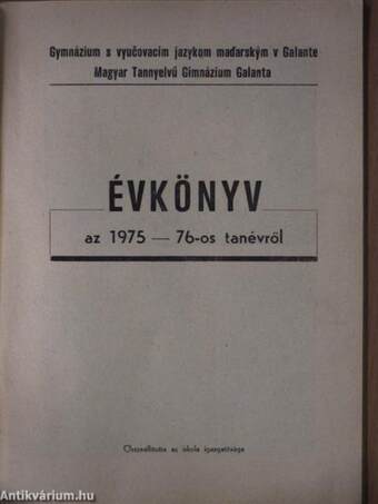 Évkönyv az 1975-76-os tanévről