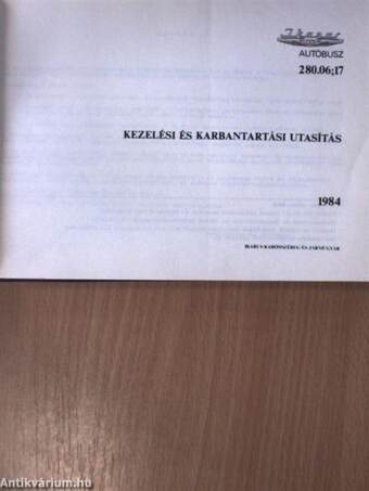 IKARUS 280.06;17 típusú autóbuszok Kezelési és Karbantartási Utasítása