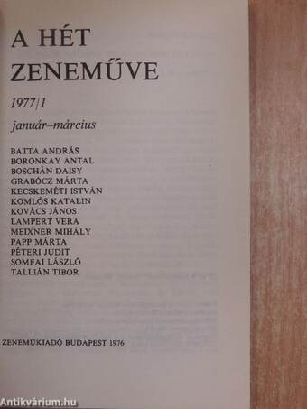 A hét zeneműve 1977/1-4.