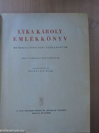 Lyka Károly emlékkönyv