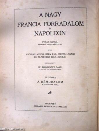 A Nagy Francia Forradalom és Napoleon III. (rossz állapotú)