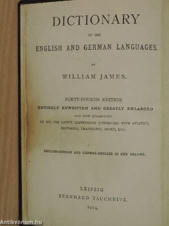 Wörterbuch der englischen und deutschen Sprache/Dictionary of the English and German languages