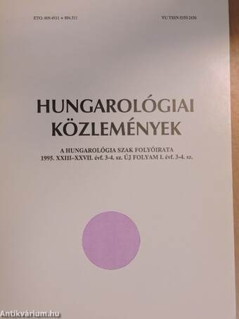Hungarológiai Közlemények 1995/3-4.