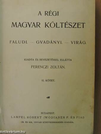 A régi magyar költészet II. (töredék) (rossz állapotú)