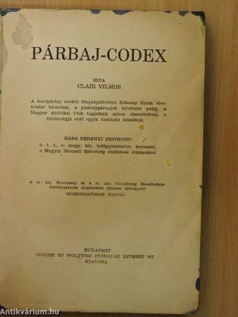 Párbaj-Codex (rossz állapotú)