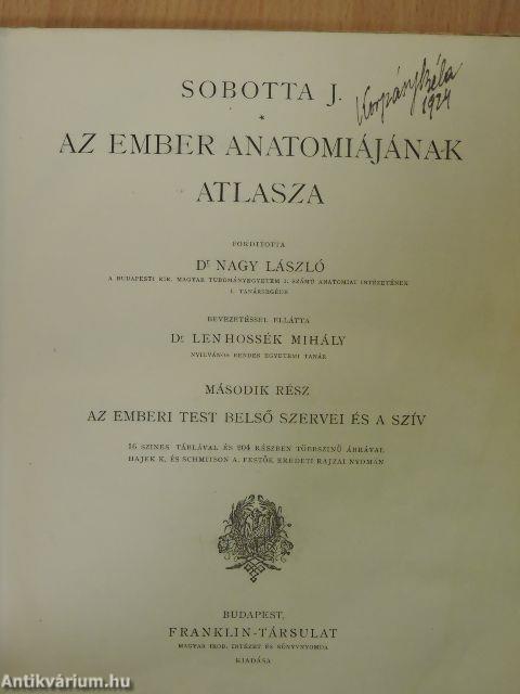 Az ember anatomiájának atlasza II. (töredék) (rossz állapotú)