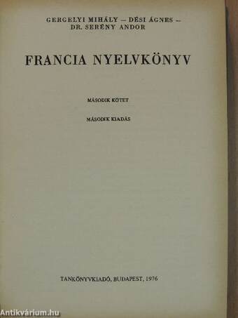 Francia nyelvkönyv 2.