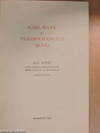 Karl Marx és Friedrich Engels művei 46/II. (töredék)