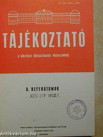 Tájékoztató a külföldi közgazdasági irodalomról 1980. I-II. ("A" sorozat)