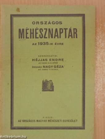 Országos Méhésznaptár az 1935-ik évre