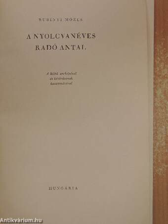 A nyolcvanéves Radó Antal