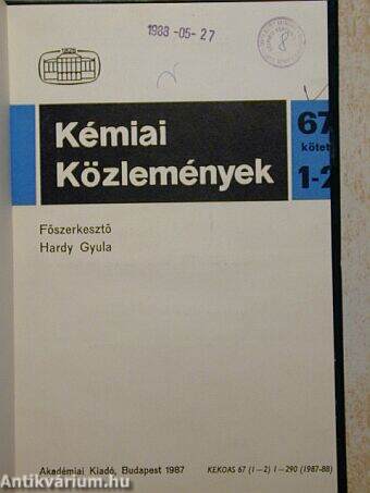 Kémiai Közlemények 1987. 67. kötet 1-2. szám