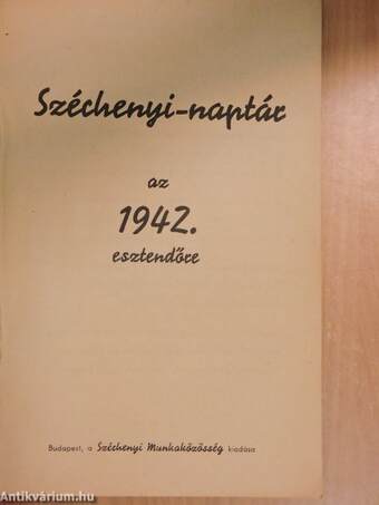 Széchenyi-naptár az 1942. esztendőre