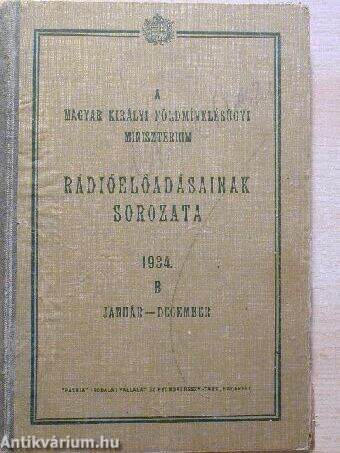 A Magyar Királyi Földmívelésügyi Minisztérium rádióelőadásainak sorozata 1934. január-december