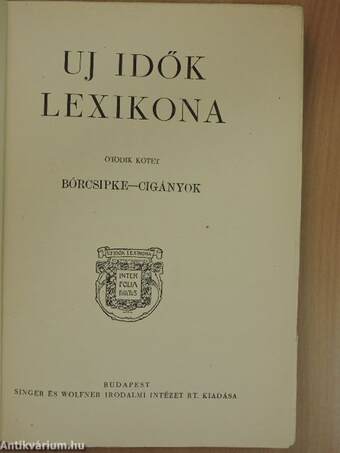 Uj idők lexikona 5. (töredék)