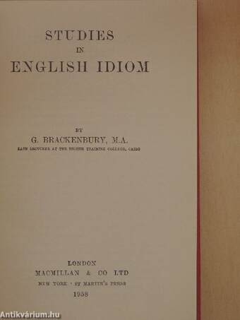 Studies in English Idiom