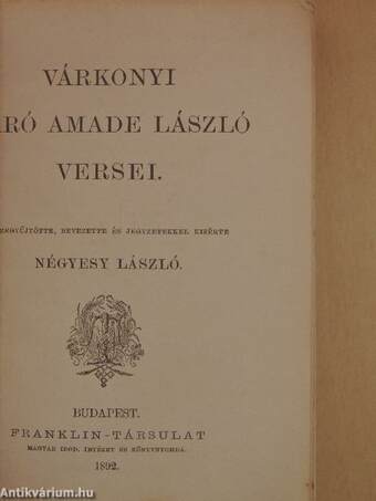 Várkonyi Báró Amade László versei