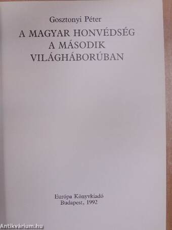 A magyar honvédség a második világháborúban