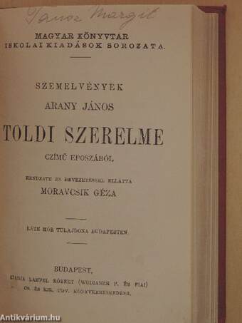 Arany János válogatott balladái/Szemelvények Arany János Toldi szerelme czímű eposzából/Toldi estéje